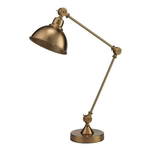 Eden Home Traditional Metal Table Lamp with Adjustable Hood in Brass