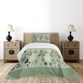 thumbnail image 4 of Ambesonne Monstera Quilted Bedspread Set 2 Pcs, Scandinavian Botanical Art, Twin Size, Pale Green Coconut Fawn, 4 of 5
