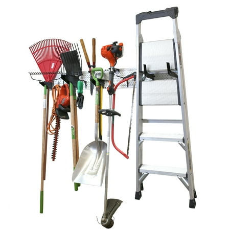 

Wall Control Garage Storage Rack Lawn & Garden Tool Organization Wall Mount Organizer - Easy to Install 64 Wide Home & Garage Metal Peg Board Set (White Pegboard)