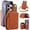 Brown, variant on Compatible with iPhone 15 Pro Max 6.7 inch Wallet Phone Case Tempered Glass Screen Protector Wrist Crossbody Strap Stand Credit Card Holder RFID Slot Cell Cover for i Phone15ProMax Women Girls Brown
