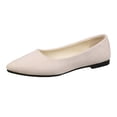 thumbnail image 2 of Domzle Flat Shoes for Women Slip On Comfortable Walking Ballerina Shoes Ladies Cute Ballet Flats Low Wedge Faux Suede Pointed Toe Pumps Shoes Beige, 2 of 4