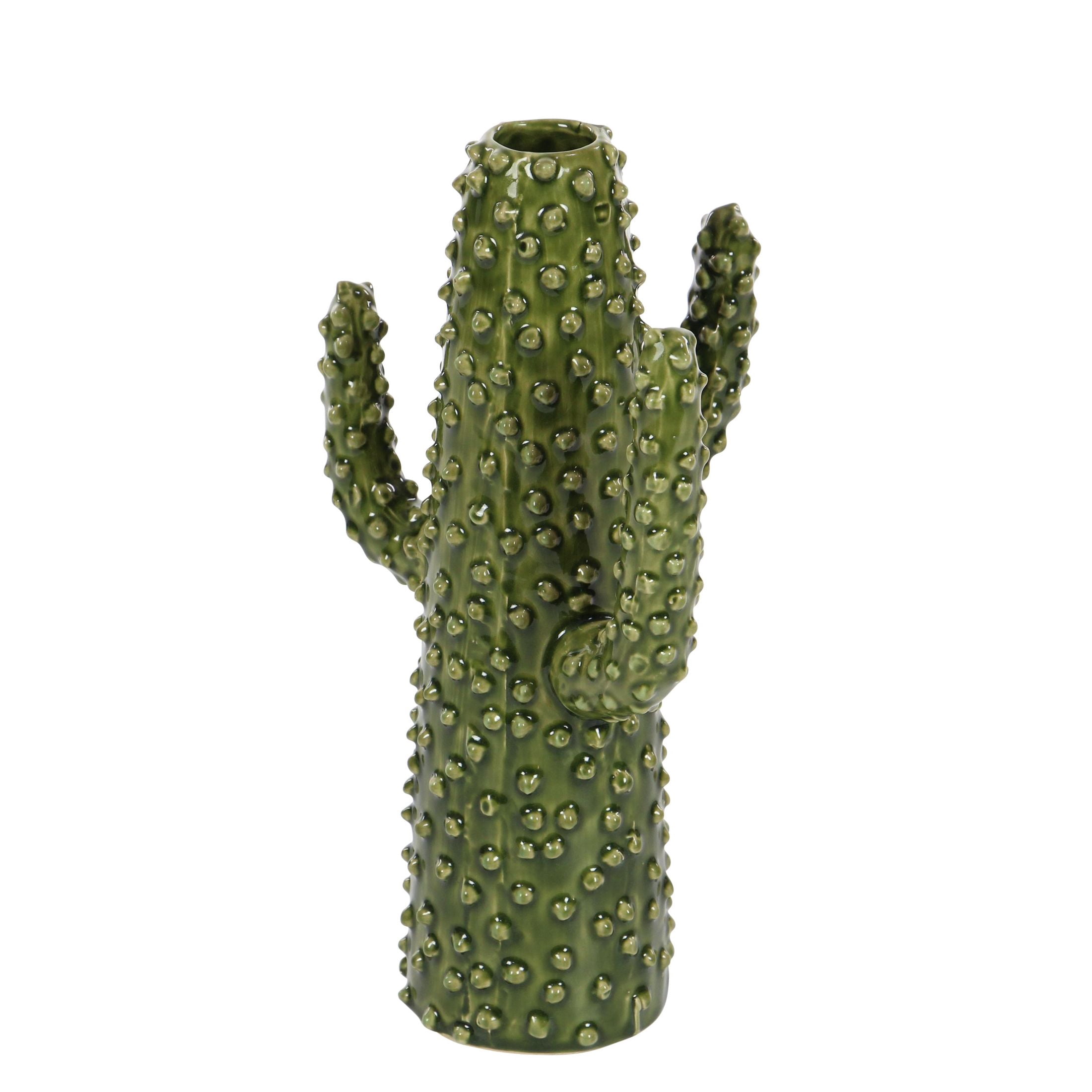 DecMode 13" Cactus Green Ceramic Vase