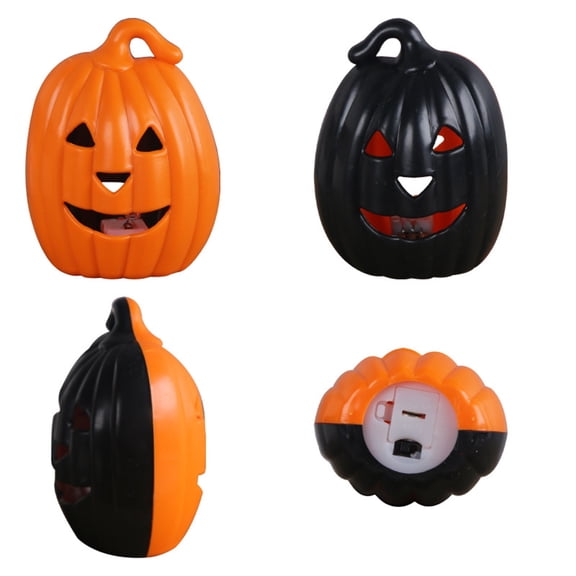 LED Pumpkin Lamp Decoration Black Orange Plastic Glowing Small Pumpkin Tabletop Ornament Halloween Light Decor for Mantel Window Party Indoor Outdoor Thanksgiving Gift
