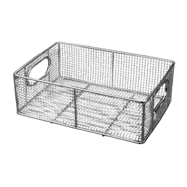 Lipstore Panier de Friteuse pour Servir des Aliments avec Poignées Portables en Acier Inoxydable Résistant à la Chaleur 35x25x10 cm