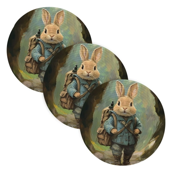 BZSMCE Mats for Pots,Pans Place Rabbit Adventures Simple Style Pattern Pot Mats