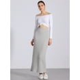 thumbnail image 4 of DARING DIVA Women's High Waisted Long Skirt Slit Bodycon Knit Pencil Skirt XS Grey, 4 of 6