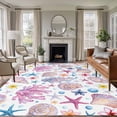 thumbnail image 2 of Summer Beach Large Area Rugs 8x10 ft Ocean Starfish Shell Coastal Conch Coral Flower Washable Rug Non Slip Indoor Carpet Absorbent Floor Mat for Living Room Bedroom Dining Room, 2 of 9