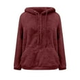 thumbnail image 4 of Half Zip Pullover Women Sherpa Fuzzy Fleece Hoodies with Pocket Zip Up Long Sleeve Sweater Fall Winter Warm Hooded Sweatshirts, 4 of 9