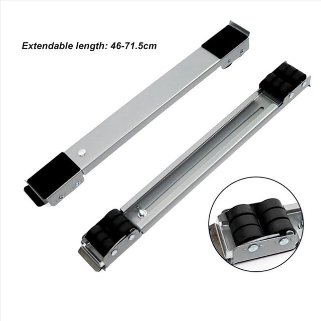 2X Pieds de Chariot de Base de Machine à Laver Mobiles Réglables Télescopiques Support de Réfrigérateur Roue pour Sécheuse Réfrigérateur - Gris