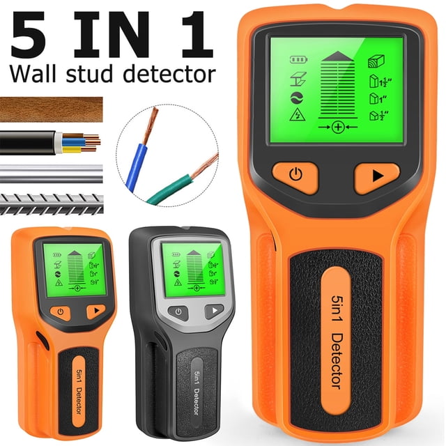Jetcloudlive 5 en 1 Stud Finder Escáner de Pared Detector Electrónico Localizador de Sensor de Stud Viga de Madera Finders Detector de Pared Portátil con Pantalla LCD para Detección de Studs de Alamb