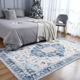 thumbnail image 6 of Lochas Vintage Boho Fluffy Rug Chenille Low Pile Area Rugs for Bedroom Living Room Indoor Floor Carpet Home Decor,5'X8',Blue, 6 of 8
