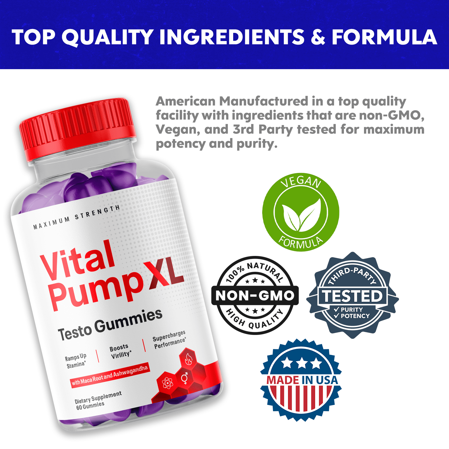 Vital Pump XL Gummies for Men Maximum Strength Vitamin Supplement 180 Gummies
