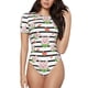 thumbnail image 1 of Fotbe Pig And Watermelon Body de Mujer con Cuello Redondo y Mangas Cortas, Sin Mangas Ajustado, Suave, Cómodo y Básico-Small, 1 of 7