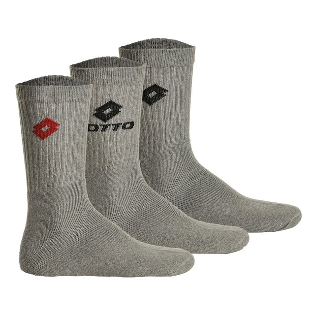 Calcetines LOTTO 3 Pares de Tenis Unisex, Calcetines Deportivos Terrycloth, Unicolor Gris 35-38