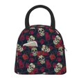 thumbnail image 1 of Disketp Roses Skulls Bolsa Térmica para Almuerzo, Lonchera con Abertura Amplia y Gran Capacidad, Organizador Reutilizable para Mujeres, Hombres y Adultos, 1 of 6