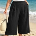 thumbnail image 4 of Khunlpohl Womens Capri Pants Plus Size Wide Legs Palazzo Elastic High Waist Pant Casual Baggy Plain Capris Trousers with Pockets, 4 of 7