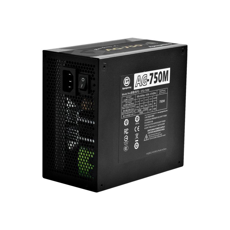 Apexgaming AG-750M - Power supply (internal) - ATX12V 2.4/ EPS12V 2.92 - 80  PLUS Gold - AC 100-240 V - 750 Watt - active PFC