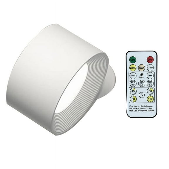 Led Wall Sconces Remote Control and Touch Control Wall Lamp 3 Color Temperatures & Dimmable Magnetic 360°White