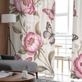 thumbnail image 5 of Pink Spring Floral Sheer Curtains 63 Inch Length 2 Panels Set, Semi Transparent Voile Rod Pocket Curtains for Living Dining Room Bedroom Drapes Farmhouse Flowers Butterflies Botanical, 5 of 8