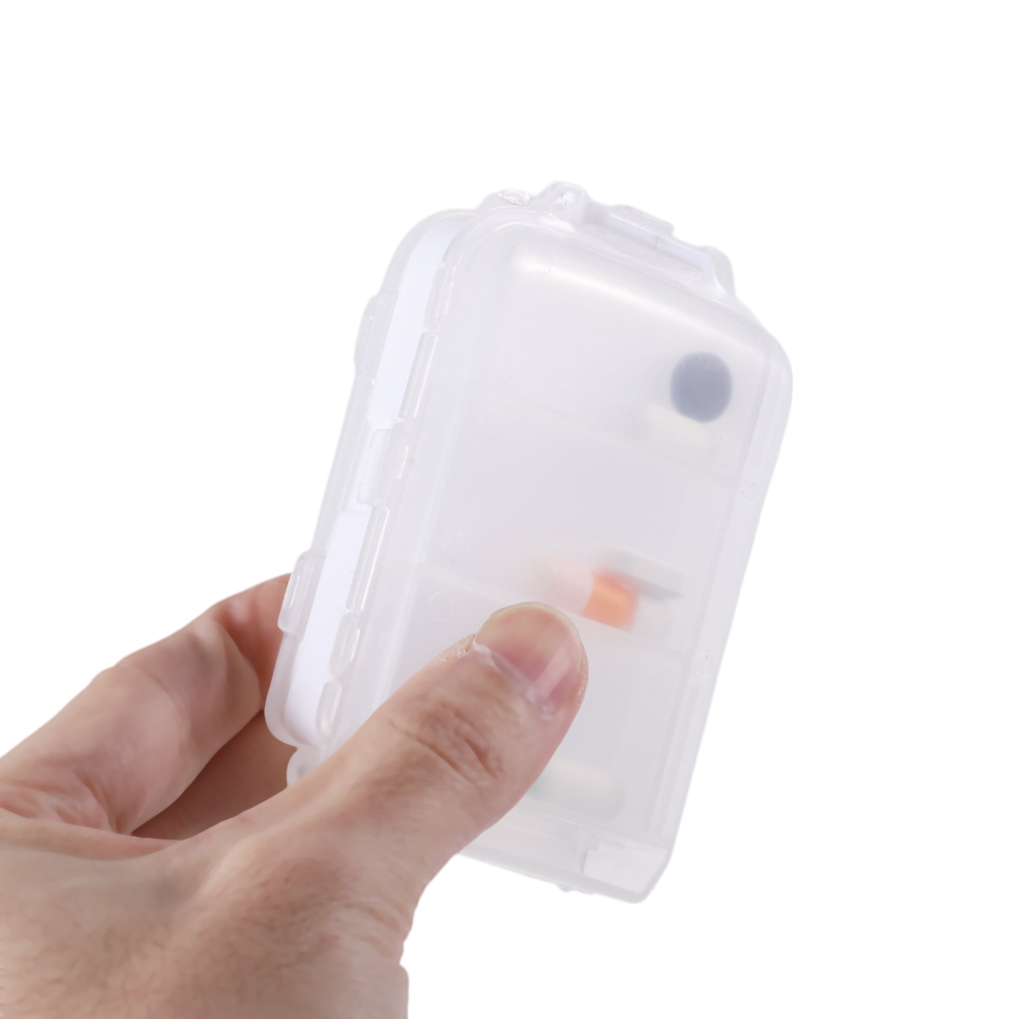 Unique Bargains Durable 8 Grids 3 Fold Pill Case for Travel 1 Pc Clear White