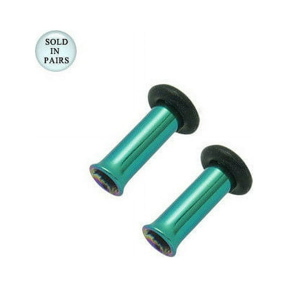 Green Anodized Titanium Tunnel Eyelet Plugs - 8 Gauge