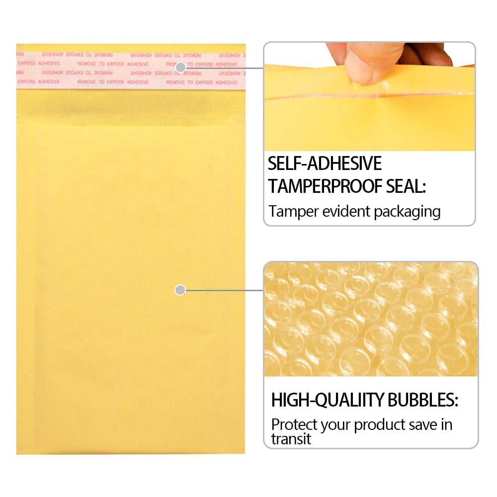 All Size Kraft Bubble Mailers Shipping Padded Envelopes Self Seal 25/50/100 Packs