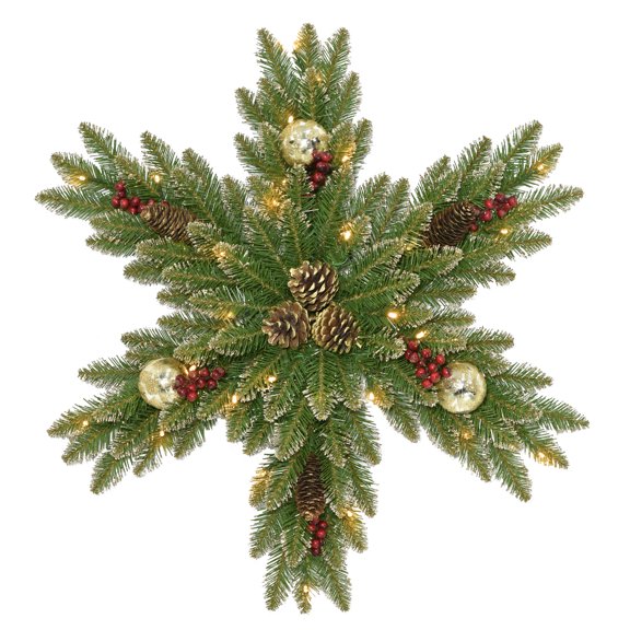 32 in. Glittery Gold Dunhill Fir ®Snowflake with LED Lights