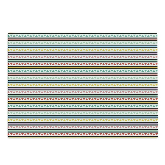Colorful Cutting Board, Stripes and Triangles with Modern Abstract Art Inspirations Ornamental Design, Decorative Tempered Glass Cutting and Serving Board, Large Size, Multicolor, by Ambesonne