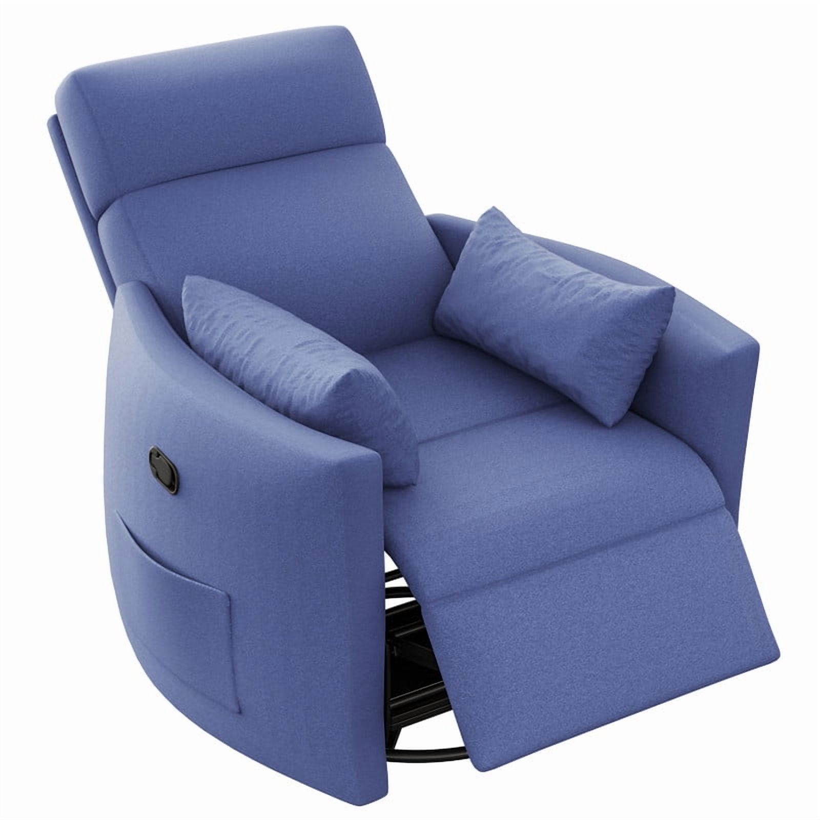 Homall 360° Swivel Nursery Recliner Power Swivel Rocker Recliner Chair with 2 Pillows Comfy High Back Adult Glider Rocker for Living Room,Loop Yarn Blue