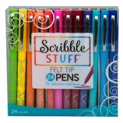 Scribble Stuff 24 Count Felt Pens, Medium Point (0.8mm). Great for Kids, Teens and adults.