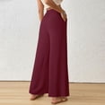 thumbnail image 3 of CQONEPT Wide Leg Pant for Women Button Palazzo High Waist Pants Casual Loose Fit Trendy Comfy Trousers Wine XL, 3 of 5