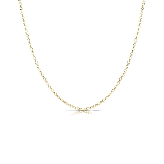 Collar de Cadena Rolo Redonda JeenMata 18 Pulgadas 1,6 mm Plata de Ley Bañada en Oro Amarillo