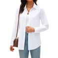 thumbnail image 3 of Siliteelon Women's Slub Cotton Button Down Blouses Business Work Office Shirts Long Sleeve Collared Wrinkle Free Tops, 3 of 7