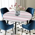 thumbnail image 3 of Pink Grey Stripe Round Fitted Tablecloth with Elastic Edge, Waterproof Table Cloth Table Cover for 45"-54" Tables, Farmhouse Modern Art Striped Tablecloths for Dining Picnic Indoor Outdoor, 3 of 9