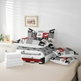 thumbnail image 5 of Manfei Boys Tractor Excavator Bedding Comforter Set 7 Pieces, Cartoon Farm Truck Full Bedding Set, Grey Red Patchwork Plaid Reversible Fitted Sheet Flat Sheet, Breathable Home Decor, 5 of 7