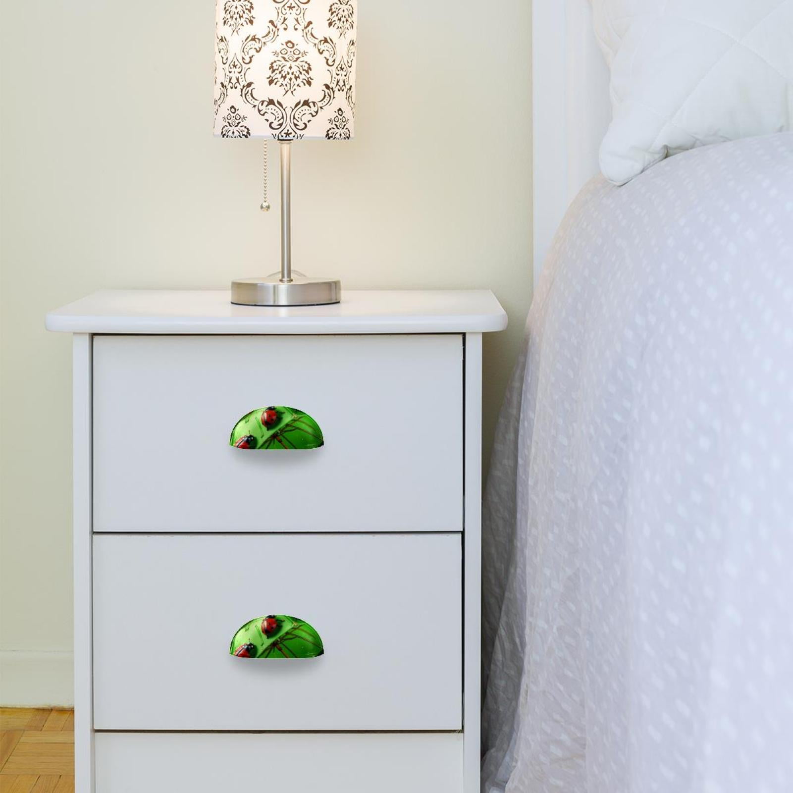 PhooArto 6 Pcs Cup Drawer Pulls, Rainy Day Ladybugs Umbrella Shell Shape Handles Cabinet Knobs for Dresser Cupboard Closet Wardrobe with Screws