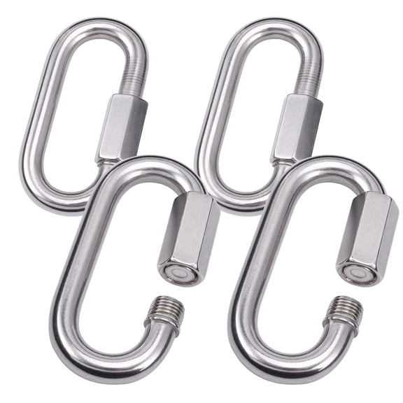 3/8" Quick Links,Alele (10mm) 4 Packs Stainless Steel Chain Links Connector,M10 Heavy Duty D Shape Locking Looks for Carabiner, Hammock, Camping and