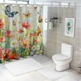 thumbnail image 7 of Fenyluxe Watercolor Butterfly Shower Curtains for Bathroom, Pink Purple Yellow Floral Shower Curtain Spring Nature Plant Shower Curtain with Hooks 36x72, 7 of 7