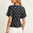 thumbnail image 6 of SSZMDLB Women Polka Dot T-Shirts Short Sleeve Round Neck Ruched Casual Slim Fit Summer Tops Fashion Tee Shirt Travel Outfits Workout Clothes, Black L, 6 of 8