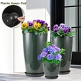 thumbnail image 4 of Bibana Set of 3 Green Glossy Planters (24", 21", 10"), Indoor Outdoor Round Plastic Flower Pots with Drainage Hole & Saucer, Lightweight Imitation Porcelain Decorative Planters for Home Garden Porch, 4 of 7