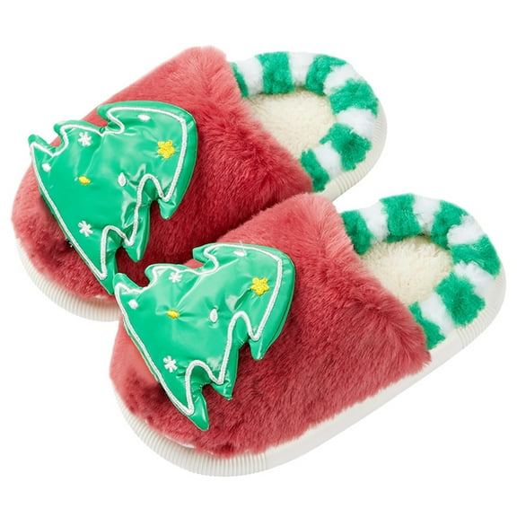 XXWXYD Christmas Carton Tree House Shoes for Boys Girls Non-Slip Soft Sole Indoor Winter Slippers 𝖢ozy Holiday for Kids