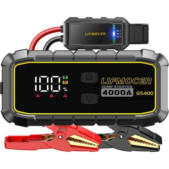 GS400 Jump Starter - 4000A Car Battery Jump Starter for Up to 12.0L Gas and 10.0L Diesel Engines, 12V Portable Jump Box with Storage Case USB Quick Charge, and LCD Display