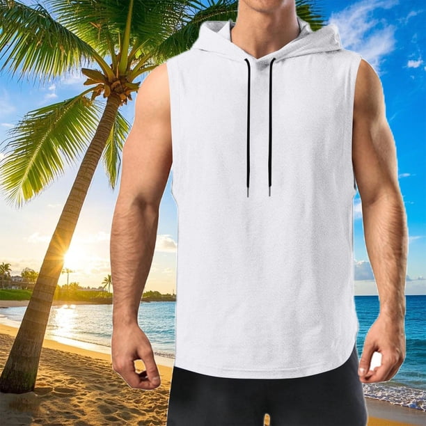 pstuiky Camisetas sin mangas para hombre, Sudadera deportiva sin mangas con capucha de color liso para hombre, de alta elasticidad, para fitness, musculosa y sin mangas Tops elegantes para mujer m