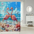 thumbnail image 2 of Flamingo Tropical Animals Fabric Shower Curtain,Summer Beach Shower Curtain,Hawaiian Style Waterproof Shower Curtain for Bathroom,72 Inch Long, 2 of 5