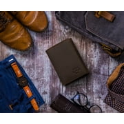 محفظة جلدية Trifold وضع الشبح للرجال مع حجب RFID (بني)