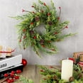 thumbnail image 2 of 8 Pcs Couronnes de Noël de 9 Pouces pour Armoire de Cuisine Cèdre Artificiel Pin Couronne Suspendue avec Baies Rouges Aiguilles de Pin pour Porte d'Entrée Couronnes de Noël Hiver Décorations de Ferme Maison, 2 of 8