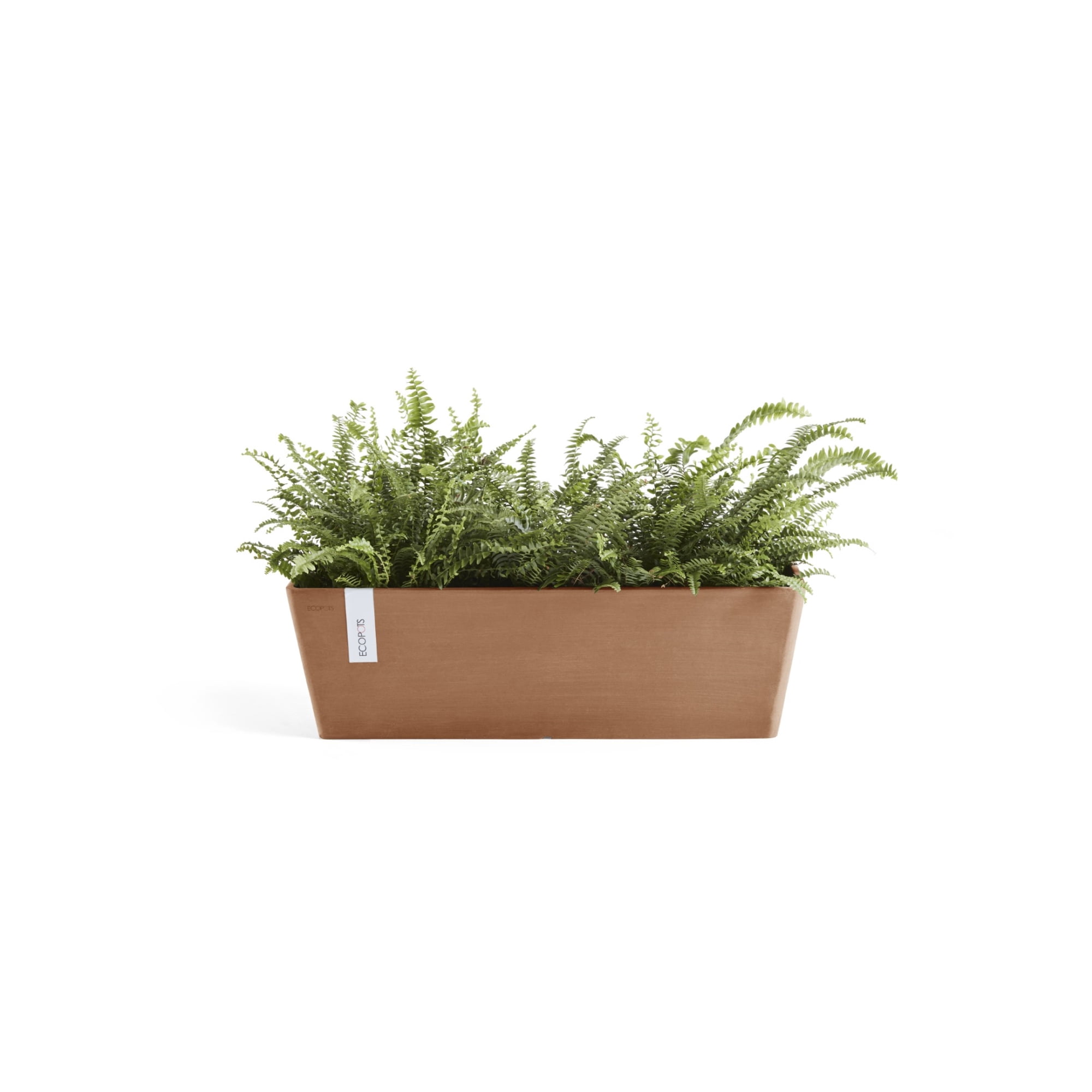 Ecopots Bruges Durable Modern Rectangular Indoor/Outdoor Recycled Based Composite Flower Pot Planter, Terracotta Color, 17.75"