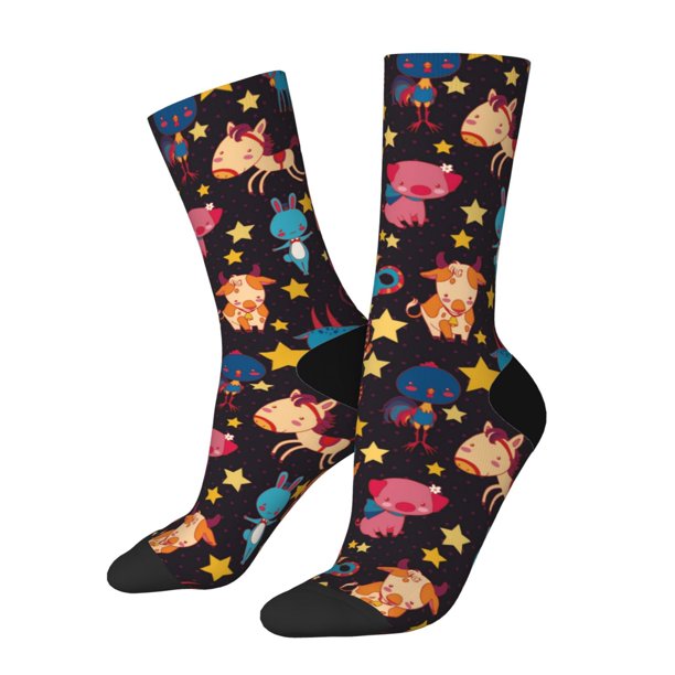 Balery Cute Animals Calcetas Largas con Estampado para Hombre y Mujer – Suaves y Transpirables, Talla Única (US 5-11)