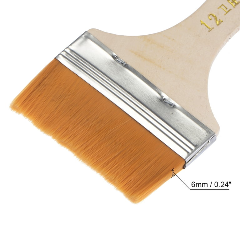 Uxcell 7 Paint Brush 3 Width Soft Nylon Bristle with Wood Handle