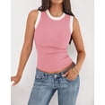 thumbnail image 3 of FreshPretty Crew Neck Tank Top for Women Sleeveless Ribbed Contrasting Slim Fitted Y2k Casual Basic Shirts Spring Summer Tops, 3 of 9